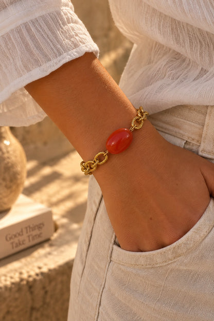 Bracelet FLORENCE doré, pierre orange
