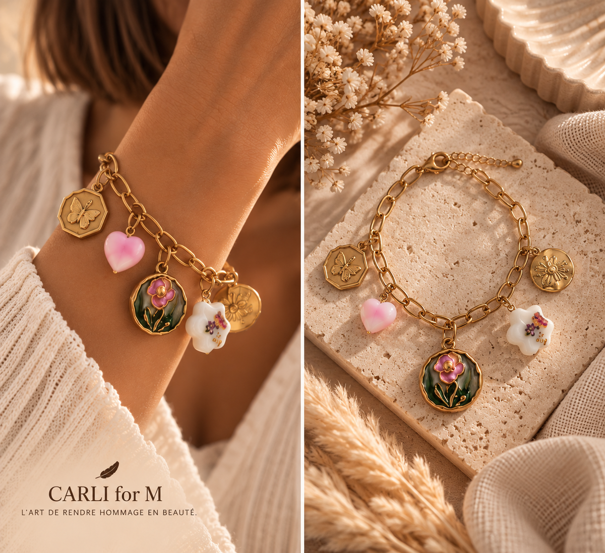 Bracelet SANTORIN à plat dans une ambiance bohème - CARLI for M