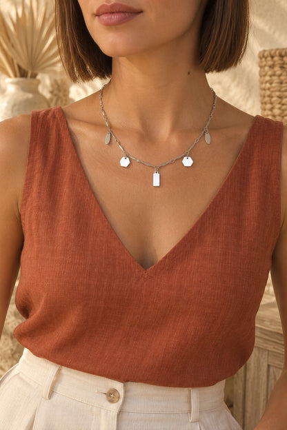 Collier ZANZIBAR argenté porté - CARLI for M